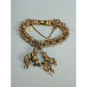 Rare Vintage MONET Figural Charm Bracelet Gold Tone Musicians Statement Jewelry